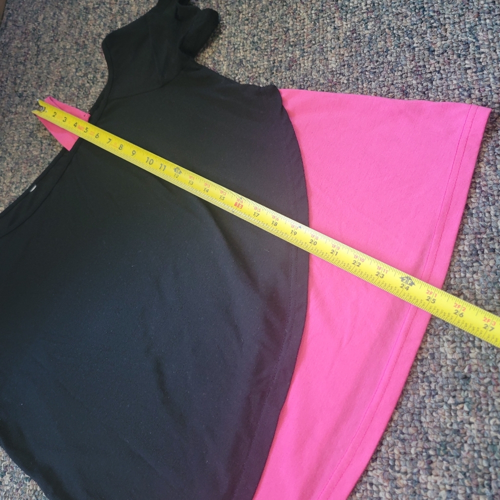 Women’s Cold Shoulder Black Top with Pink Accent - Picture 7 of 7